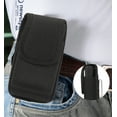thumbnail image 6 of Nakedcellphone Pouch for Consumer Cellular Iris Flip Phone, Rugged Canvas Vertical Holster Holder Metal Clip and Secure Belt Thread Loop Harness - Quiet Magnetic Closure - Black, 6 of 8