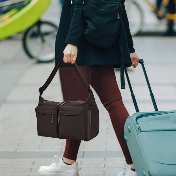 Bolso bandolera casual | Mochila de hombro para ordenador de gran capacidad | Bolsa de deporte bandolera multibolsillo para mujer | Nylon impermeable y resistente al desgaste | Correa ajustable | Se