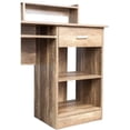 thumbnail image 5 of 43 Inch Office Small Computer Desk Modern Simple Style Writing Study Work Table with 1 Drawer and 2 Layer for Home Bedroom Particleboard 110 * 50 * 95cm, Brown, 5 of 6