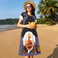 thumbnail image 4 of Honeii Halloween Gnomes Print Women’s Short Sleeve Dress, Comfortable Casual Dress, Soft Polyester Spandex Blend, Stylish Everyday Wear for Summer, Perfect for Travel and Vacation, 4 of 6