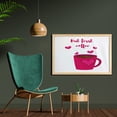 thumbnail image 2 of But First Coffee Wall Art with Frame, Calligraphic Concept with Hand Drawn Text and Hearts, Printed Fabric Poster for Bathroom Living Room, 35" x 23", Hot Pink Dark Cocoa, by Ambesonne, 2 of 2