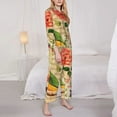 thumbnail image 4 of Kll Vintage Bird Print Women'S Long Sleeve Pajamas With Pants Sleepwear Loungewear 2 Set-Small, 4 of 9