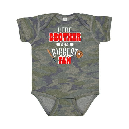 

Inktastic Little Brother and Biggest Fan- Baseball Glove and Bat Gift Baby Boy Bodysuit