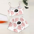 thumbnail image 3 of Hpapadks Halloween Pajamas for Women Cute Print Spaghetti Strap Lettuce Trim Cami and Shorts 2 Piece Sleepwear Womens Pjs Black, 3 of 5