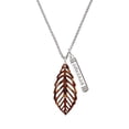 thumbnail image 2 of Delight Jewelry Acrylic Large Leaf Pearly Brown Silvertone Courage Strength Wisdom Honesty Bar Charm Necklace, 23", 2 of 4
