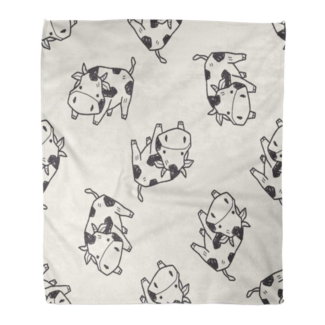 ASHLEIGH Flannel Throw Blanket Dairy Agriculture Cow Doodle Beef Bull