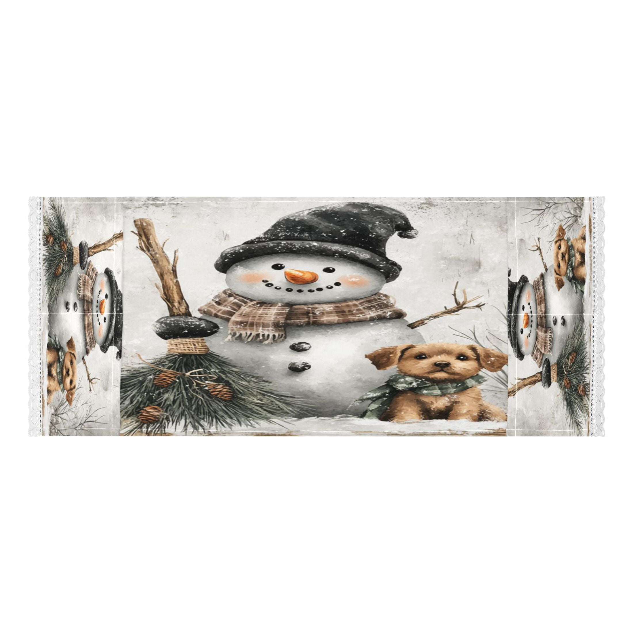 WOBOGO Illustrated Snowman and A Little Brown Dog Washing Machine Cloth Dryer Refrigerator Top Cover Protective Non-Slip Mat For Kitchen Laundry