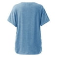 thumbnail image 3 of YEJIMAN Short Sleeve T-shirt, Blue Oversized Tshirts For Women, Short Sleeves V Neck Plain Color Soft Loose Fitting Summer T Shirts Women, Big & Tall, 3 of 4