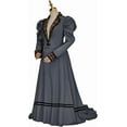thumbnail image 3 of Victorian Edwardian 1890s Dress Vintage Striped Jacket Skirt Gothic Steampunk Ball Gown Dress for Women, 3 of 7