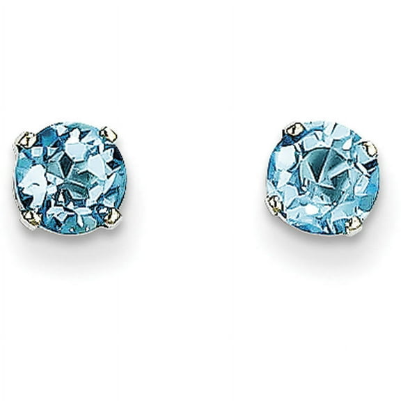 Primal Gold 14 Karat White Gold 5mm Blue Topaz Stud Earrings