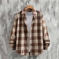 thumbnail image 5 of Purcolt Mens Flannel Plaid Shirts Vintage Casual Collared Button Down Long Sleeve Shirts Comfort Fall Winter Coat Jackets for Business Work Office, 5 of 9