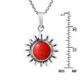 thumbnail image 5 of Vibrant Sunflower Red Coral Inlay .925 Sterling Silver Necklace, 5 of 6