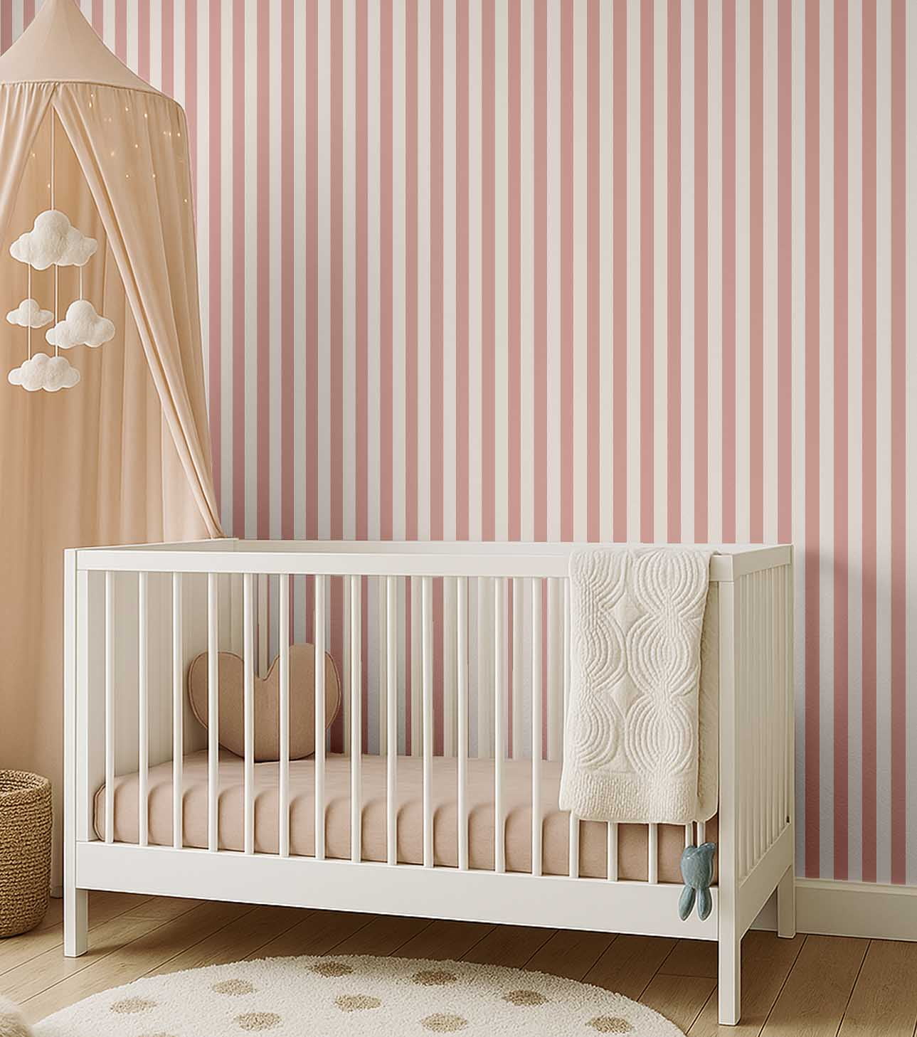 S4Sassy Self Adhesive Wallpaper, Pink Vertical Stripes Wallpaper, Removable DIY Vinyl Wall Covering, Textured Peel & Stick Contact Paper for Entryway Accent Wall, Easy Home Decor Solution (25"x240")