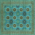 thumbnail image 1 of Ahgly Company Machine Washable Indoor Square Oriental Turquoise Blue Traditional Area Rugs, 5' Square, 1 of 4