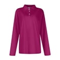 thumbnail image 4 of larppty Womens V Neck Polo Shirts Long Sleeve Collared Tops Fall Loose Golf Casual Tunic Blouses (Purple, M), 4 of 5