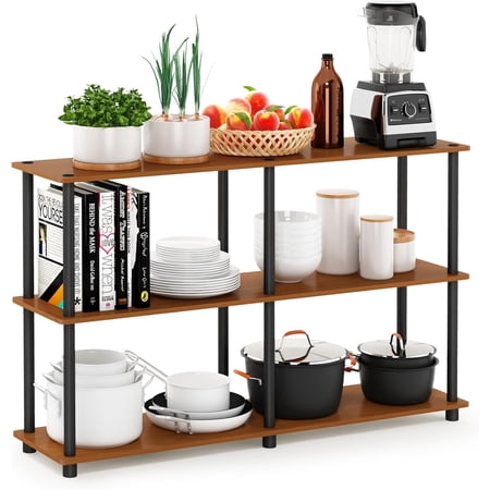 CHTER TURN-N-TUBE Storage Shelves, 3-Tier 47.4 Wide Book Shelf, Corner Shelf, Toolless Open Shelves, for Organization and Storage, Living Room, Garage, Home Office, Light Cherry