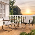 thumbnail image 6 of Noelse 3 Piece Outdoor Patio Bistro Set with Rocking Chairs, Weather-Resistant Textilene Conversation Set with Coffee Table for Porch, Balcony, Lawn, Stripe, 6 of 9