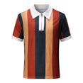 thumbnail image 4 of Floenr Mens T Shirts,Mens Colorblock Stitching Lapel Button Up Short Sleeve Shirts, 4 of 5