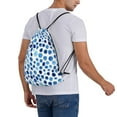 thumbnail image 6 of Blue dot pattern Drawstring Backpack Sackpack String Bag Cinch Waterproof Bags for Gym Sports Yoga Travel Beach Swimming shopping, 6 of 7