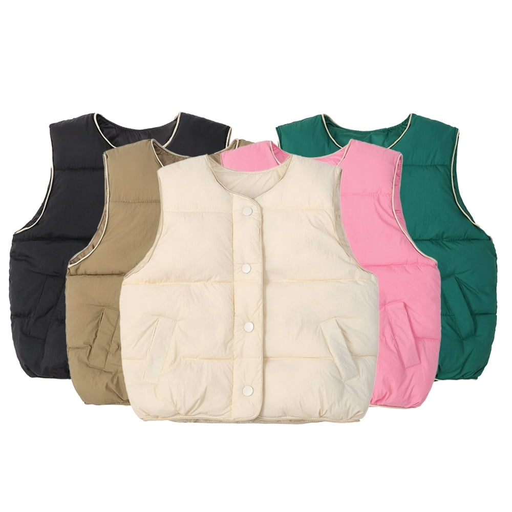 Kids Toddler Puffer Down Vest Boys Girls Sleeveless Vest Jacket Lightweight Waterproof Sleeveless Zip Outwear for 2 12Y