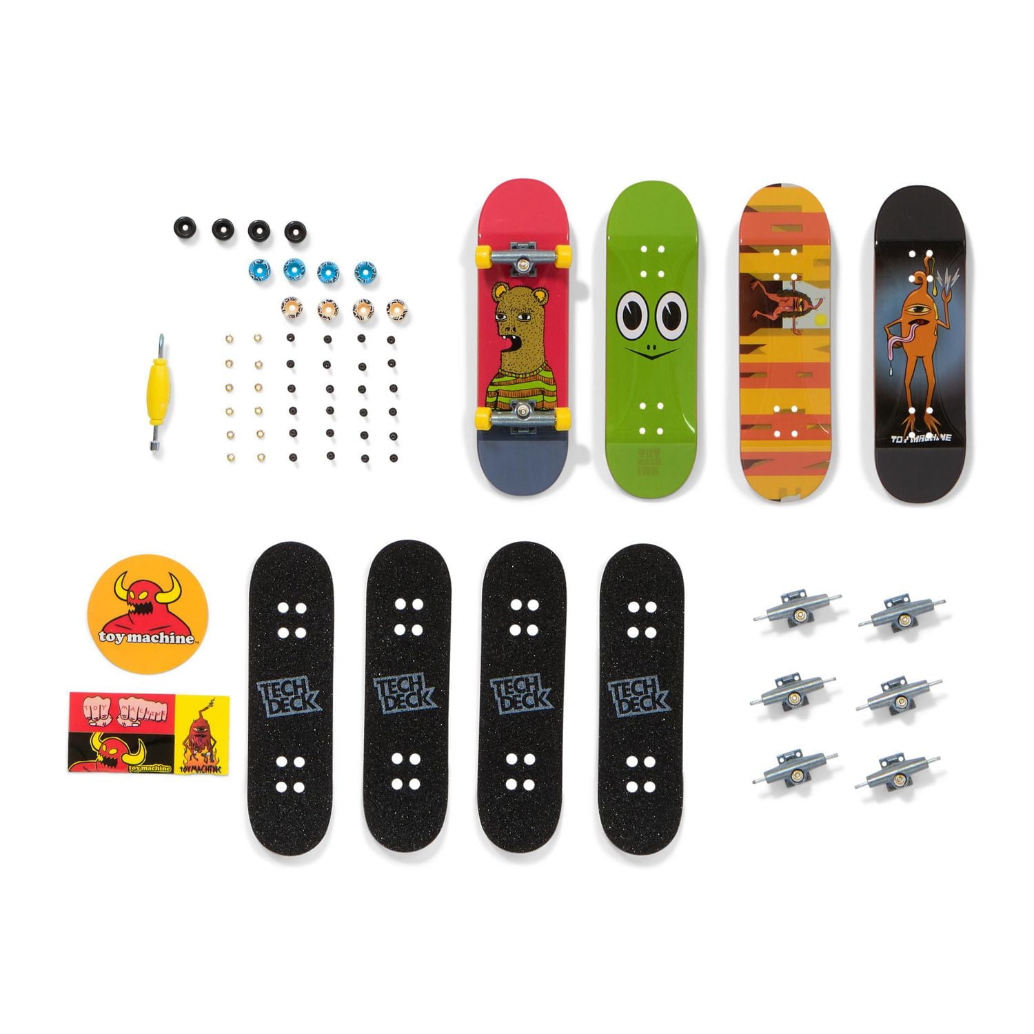 Tech Deck, Ultra DLX Fingerboard 4-Pack, Toy Machine Skateboards, Collectible and Customizable Mini Skateboards, Kids Toys for Ages 6 and up