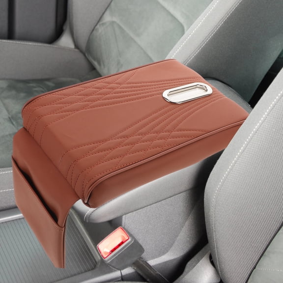 Masteelf Auto Armrest Cover Protector With Tissue Organizer Car Armrest Cushion Pu Leather Armrest Cover Universal Fit Center Console Cover For Car Suv