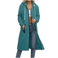 thumbnail image 4 of Hvyesh Long Zip up Hoodie Women Casual Drawstring Hooded Sweatshirt Cardigan Trendy Solid Long Jackets Winter Coats, 4 of 4