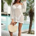 thumbnail image 6 of Womens Oversized Crochet Knit Swim Cover Up Long Sleeve Mesh Beach Bathing Suit Coverup, 6 of 13