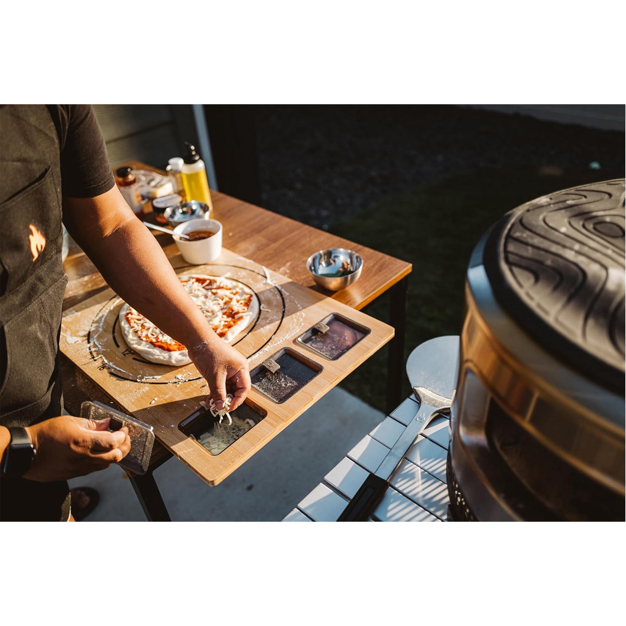 Solo Stove Pi Cutting Board with Containers & Lids, Large Food Prep Chopping Cutting Board
