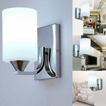 - 60W LED Modern White Wall Light Glass Silver Fixture Sconce Indoor Lighting Lamp