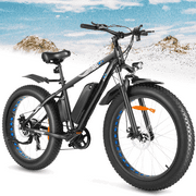 26" Electric Men Bike 48V 500W Fat Tire Electric Bike Snow Bike, 48V 10Ah Removable Battery and Professional 7 Speed