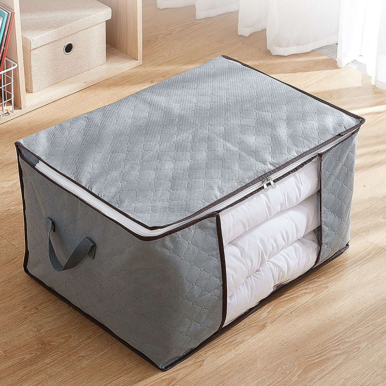 Jumbo Zippered Blanket Storage Comforter Storage Bag for Closet King Comforter, pillow, quilt, bedding, Clothes, Blanket Organizers with Large Clear Window very Durable