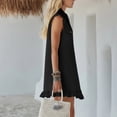 thumbnail image 7 of Wovilon Women's Sleeveless Button Down Shirt Dress with Ruffle Trim and Chest Pockets, V-Neck Collar Casual Summer Mini Tank Dress, Cotton Linen Blend Tunic for Beach Vacation, 7 of 7