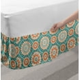 thumbnail image 2 of Lotus Bed Skirt, Mandala Motifs of the Oriental Cultures with Bohemian Inspired Flower, Elastic Bedskirt Dust Ruffle Wrap Around for Bedding Decor, 4 Sizes, Pale Blue Beige Peach, by Ambesonne, 2 of 2