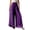 Purple, variant on Women's Chiffon Wide Leg Palazzo Pants, High Waist Flowy Trousers, Elastic Waist Casual Dress Pants with Side Pockets