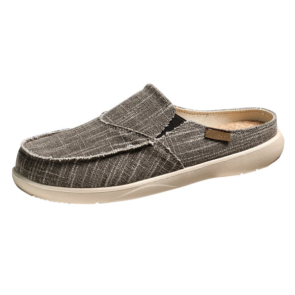 AUDeals Orthopedic Slippers, Canvas House Shoes with Suede Slip On Clog Style and Anti Skid Rubber Sole for Home Use