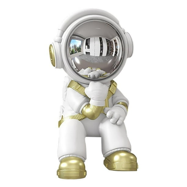 Figura de astronauta, adorno de escritorio de resina, estatua moderna coleccionable para gabinete Blanco