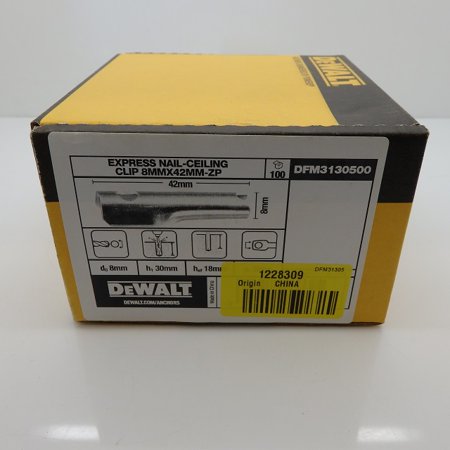 

100 Pack of DeWALT 42mm x 8mm Zinc Plated Express Nail-Ceiling Clips DFM3130500