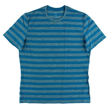 Mens Icebreaker - Icebreaker Mens Anatomica Stripe Crew Short Sleeve Shirts Blue