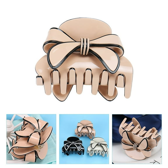 KONTONTY Clip Bows For Women Sweet Style Pink Acetate Sheet Hair Styling Accessories 1Set