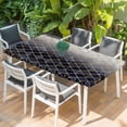 thumbnail image 2 of Blue Geometric Table Cloths for 3 Foot Rectangle Tables, Modern Abstract Gradient Marble Patio Waterproof Elastic Fitted Tablecloths, Washable Rectangular Table Cover for Camping, 2 of 8