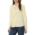 thumbnail image 4 of INSPIRE CHIC Women's Tie Neck Button Down Work Long Sleeves Blouse Shirts M Beige, 4 of 6