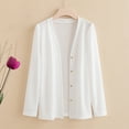 thumbnail image 2 of Cardigan for Dress Plus Size New Plus Size Cardigan for Women Open Front Button up Lightweight Casual Soft Sweater Fall Winter Outerwear White 4XL, 2 of 7