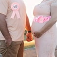 thumbnail image 7 of EASTIN Pink "MOTHER-To-Be" Sash And "DADDY To Be" Badge Corsage Set For Baby Girl Shower Party Pregnant Woman Belly Flower Belt Maternity Decoration Keepsake And Gift, 7 of 7
