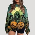 thumbnail image 2 of YDFCWXW Halloween Pumpkin Sweatshirts for Women Funny Ghost Graphic Spooky Season Fall Pullover Top Orange, L, 2 of 4