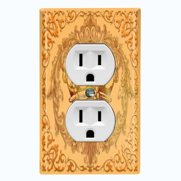 Metal Light Switch Plate Cover Elegant Yellow Crown Frame FRA016