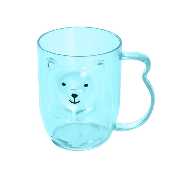 Blue Bear Shaped Transparent Mouthwash Cup Portable Brushing Mug For Travel Kids Students Household Cute Design