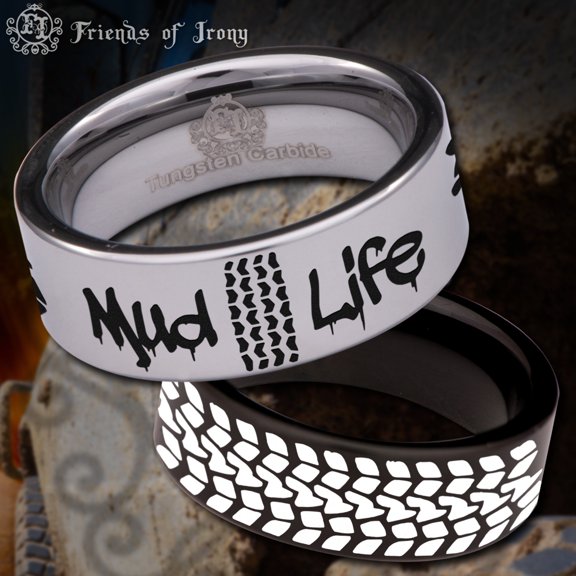 Mud Life Tire Tungsten Carbide Ring
