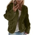 thumbnail image 2 of Aobny Green Womens Sweaters Chunky Cardigan Long Sleeve Cable Knit Clothes Open Front Outfits for Women,XL, 2 of 6
