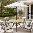 thumbnail image 4 of Round Outdoor Tablecloth with Umbrella Hole and Zipper, Yellow Grey Fitted Table Cover with Elastic Edge for 31-35 Inch, Abstract Art Oil Painting Stripes Aesthetic Waterproof Patio Tablecoths, 4 of 9